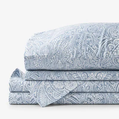 The Company Store Paisley Grace Floral Premium Smooth Wrinkle-free Sateen Bed Sheet Set In Blue