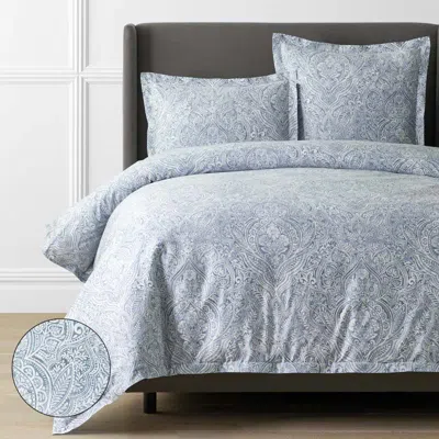 The Company Store Paisley Grace Floral Premium Smooth Wrinkle-free Sateen Duvet Cover In Blue