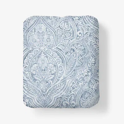 The Company Store Paisley Grace Floral Premium Smooth Wrinkle-free Sateen Fitted Bed Sheet In Blue