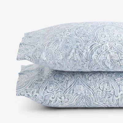 The Company Store Paisley Grace Floral Premium Smooth Wrinkle-free Sateen Pillowcase Set In Blue
