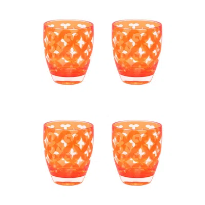 The Company Store Palazzioi Tumblers, Set Of 4 In Orange/coral