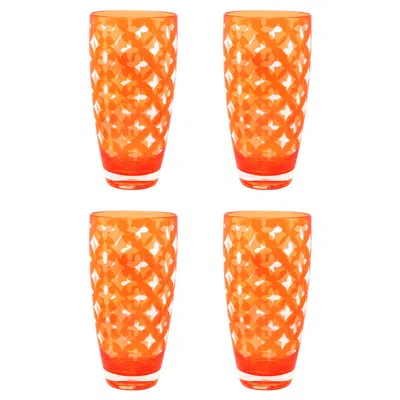 The Company Store Palazzioi Tumblers, Set Of 4 In Orange/coral