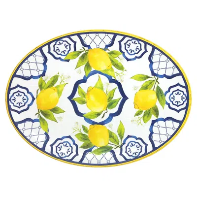 The Company Store Palermo Melamine Oval Serving Platter In Multi