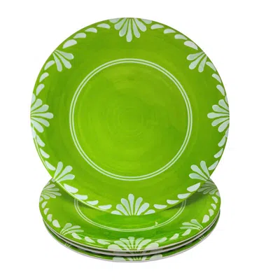 The Company Store Paloma Dinner Plates, Set Of 4 In Green