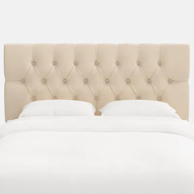 The Company Store Park Tufted Velvet Headboard In Light Gray