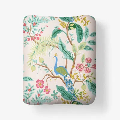The Company Store Peacock Classic Smooth Sateen Fitted Bed Sheet In Green/pink