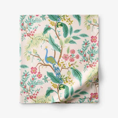 The Company Store Peacock Classic Smooth Sateen Flat Bed Sheet In Green/pink