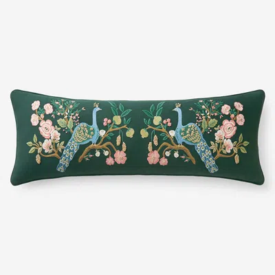 The Company Store Peacock Decorative Lumbar Pillow Cover In Green/teal/turquoise Blue