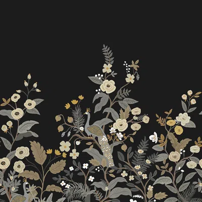 The Company Store Peacock Removable Wall Mural In Beige/black/gray