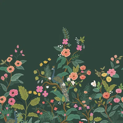 The Company Store Peacock Removable Wall Mural In Green/pink