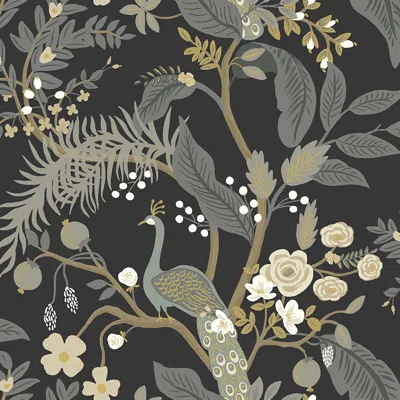 The Company Store Peacock Traditional Wallpaper In Black/gray