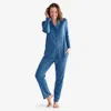 The Company Store Pima Cotton Button-down Pajama Set In Blue Denim