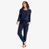 The Company Store Pima Cotton Jogger Pants Pajama Set In Blue