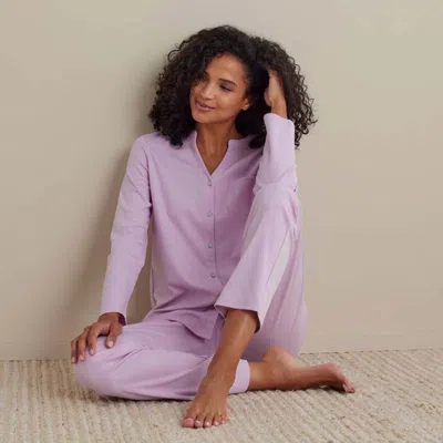 The Company Store Pima Cotton Women's Button-down Pajama Set In Purple
