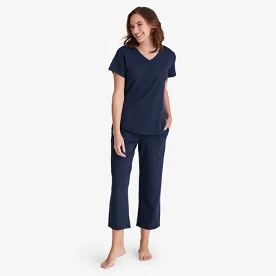 The Company Store Pima Cotton Women's Cropped Pajama Set In Blue