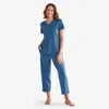 The Company Store Pima Cotton Women's Cropped Pajama Set In Blue Denim