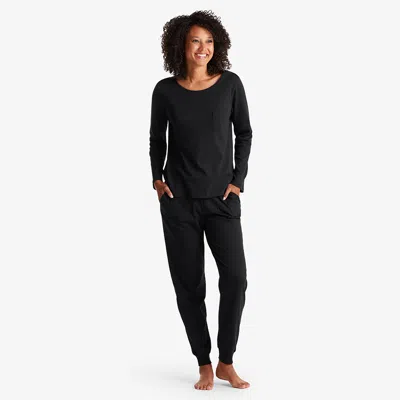 The Company Store Pima Cotton Women's Jogger Pants Pajama Set In Black