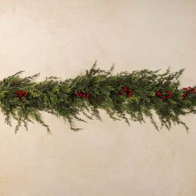 The Company Store Pine And Berries Garland In Green