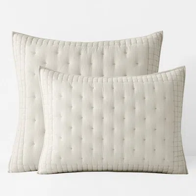 The Company Store Pintuck Quilted Sham In Beige/ivory