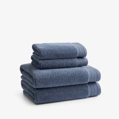 The Company Store Plush Spa Solid 4-piece Bath & Hand Towel Set In Blue