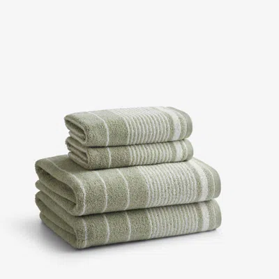 The Company Store Plush Spa Stripe 4-piece Bath & Hand Towel Set
