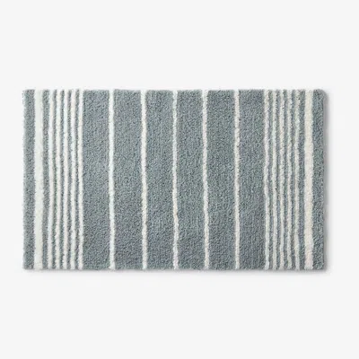 The Company Store Plush Spa Stripe Bath Rug In Blue
