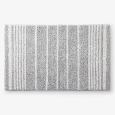 The Company Store Plush Spa Stripe Bath Rug In Gray