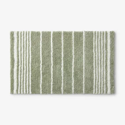 The Company Store Plush Spa Stripe Bath Rug In Green