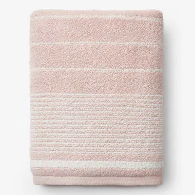 The Company Store Plush Spa Stripe Bath Sheet In Pink