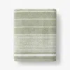 The Company Store Plush Spa Stripe Bath Towel In Green