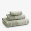 The Company Store Plush Spa Stripe Hand Towel In Green