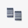 The Company Store Plush Spa Stripe Washcloths, Set Of 2 In Blue