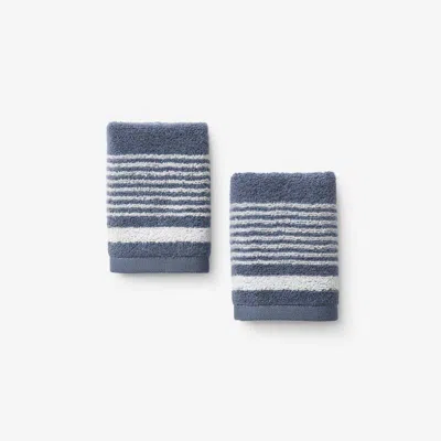 The Company Store Plush Spa Stripe Washcloths, Set Of 2 In Blue