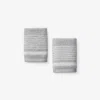 The Company Store Plush Spa Stripe Washcloths, Set Of 2 In Gray