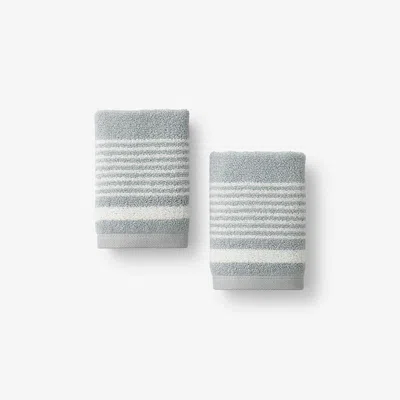 The Company Store Plush Spa Stripe Washcloths, Stripes Print, Set Of 2 In Blue