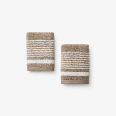 The Company Store Plush Spa Stripe Washcloths, Stripes Print, Set Of 2 In Brown