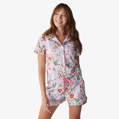 The Company Store Poplin Women's Floral Print, Shorts Floral Print, Set In Pink