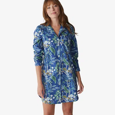 The Company Store Poplin Women's Nightshirt In Blue