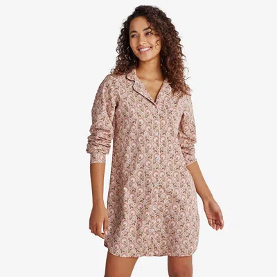 The Company Store Poplin Women's Nightshirt In Brown/pink