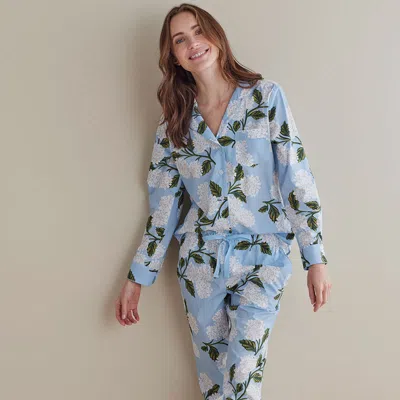 The Company Store Poplin Women's Pajama Set In Blue