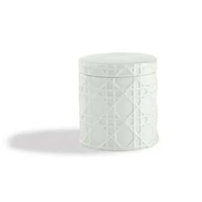 The Company Store Porcelain Lattice Cotton Jar In White