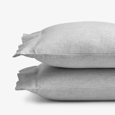 The Company Store Premium Breathable Relaxed Chambray Linen Pillowcase Set In Gray