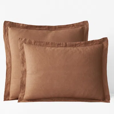 The Company Store Premium Breathable Relaxed Linen Sham In Orange/coral