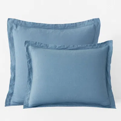 The Company Store Premium Breathable Relaxed Linen Sham In Shadow Blue