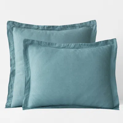 The Company Store Premium Breathable Relaxed Linen Sham In Teal/turquoise Blue
