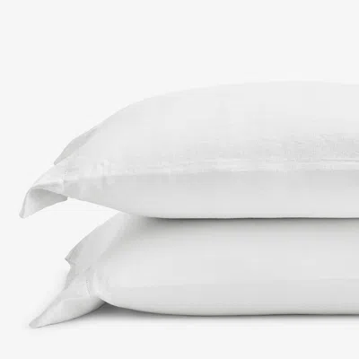The Company Store Premium Breathable Relaxed Linen Solid Pillowcase Set In White