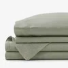 The Company Store Premium Breathable Washed Linen Solid Bed Sheet Set In Moss Green