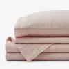 The Company Store Premium Breathable Washed Linen Solid Bed Sheet Set In Pink