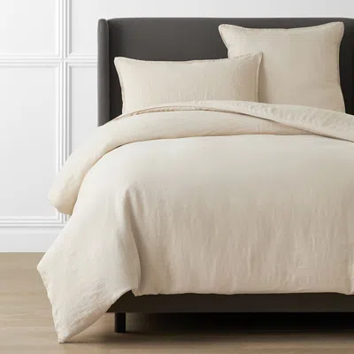 The Company Store Premium Breathable Washed Linen Solid Duvet Cover In Beige