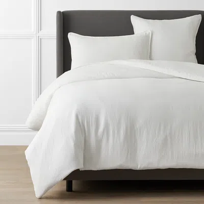 The Company Store Premium Breathable Washed Linen Solid Duvet Cover In White